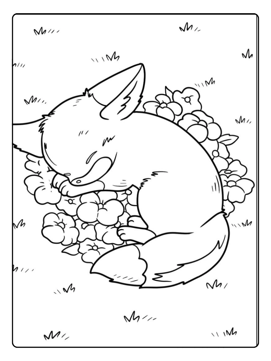 coloriage renard endormi