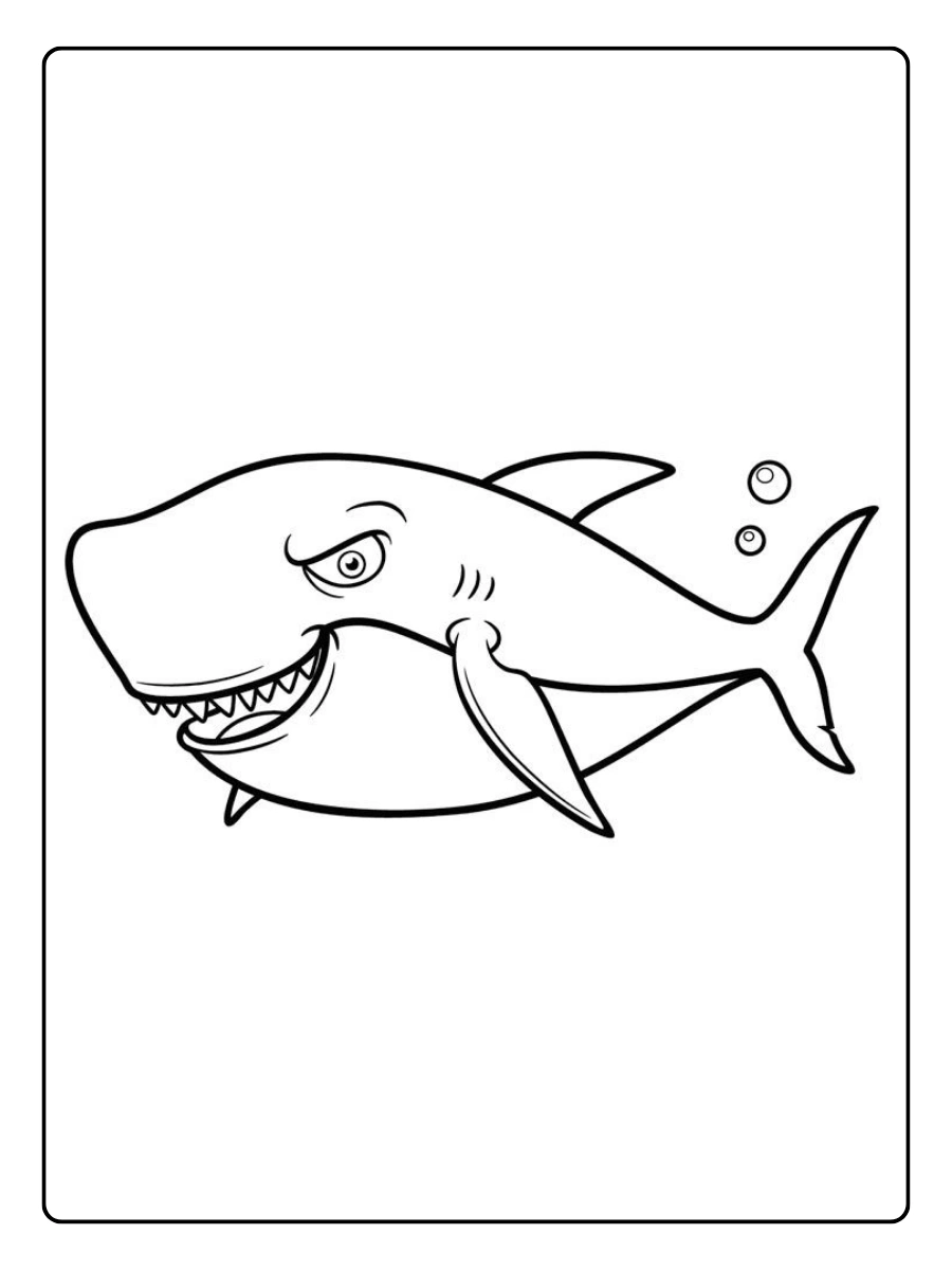 coloriage requin avec poissons
