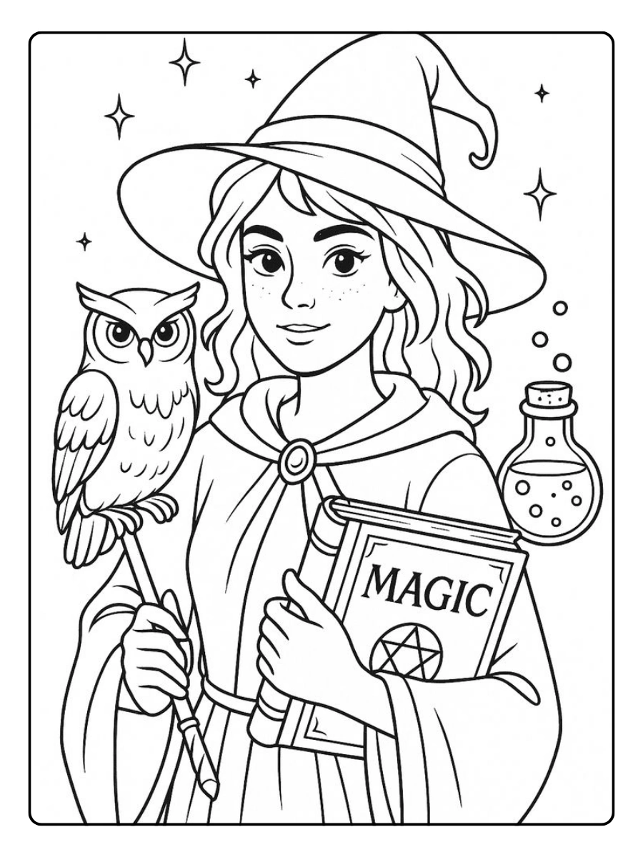 coloriage sorcier fantastique