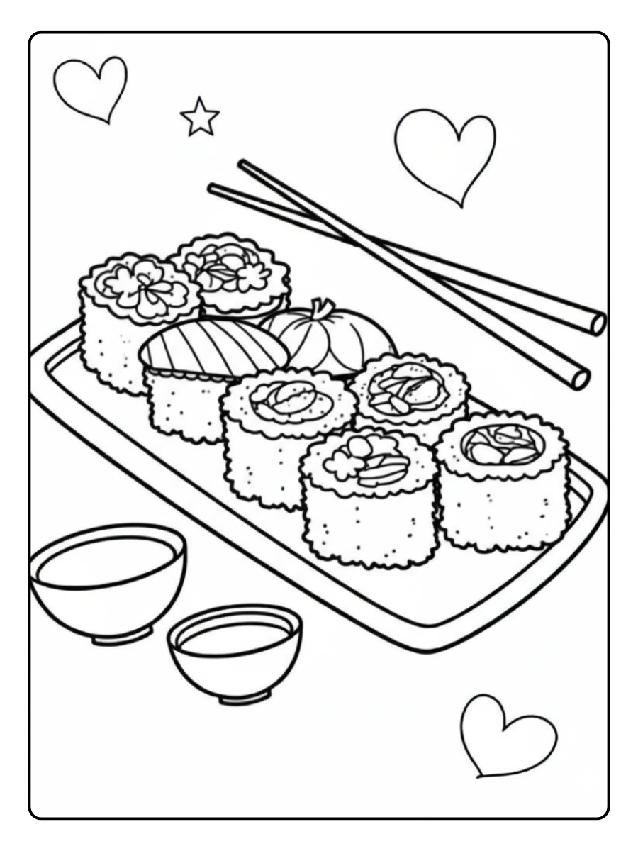 coloriage sushi kawaii