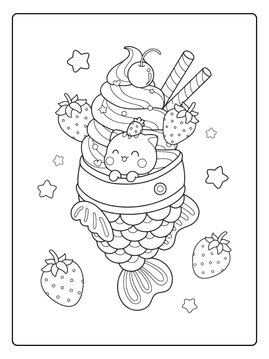 coloriage taiyaki kawaii