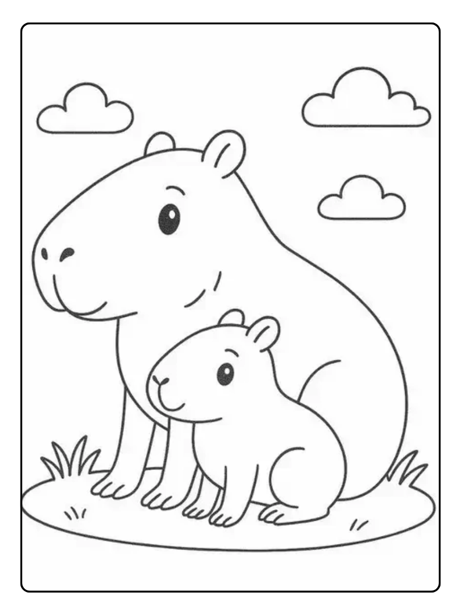 coloriage tête de capybara kawaii