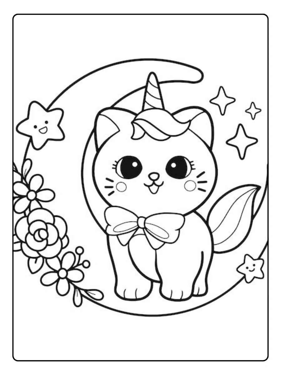 coloriage tête de chaton licorne
