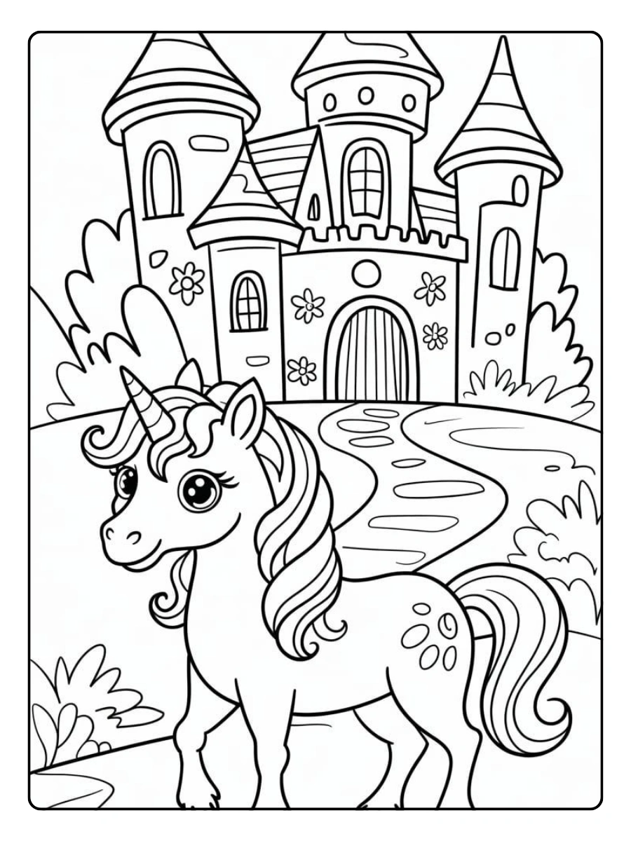 coloriage tête de licorne kawaii