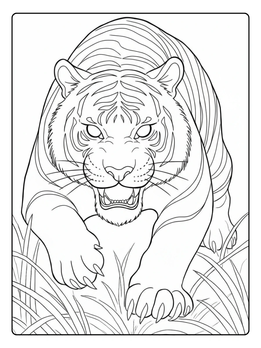 coloriage tigre qui rugit