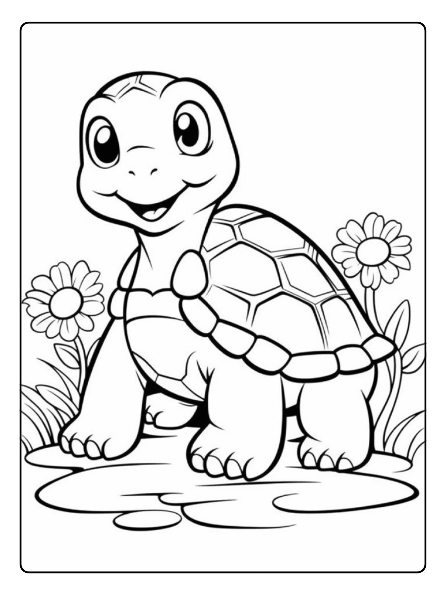 coloriage tortue chibi