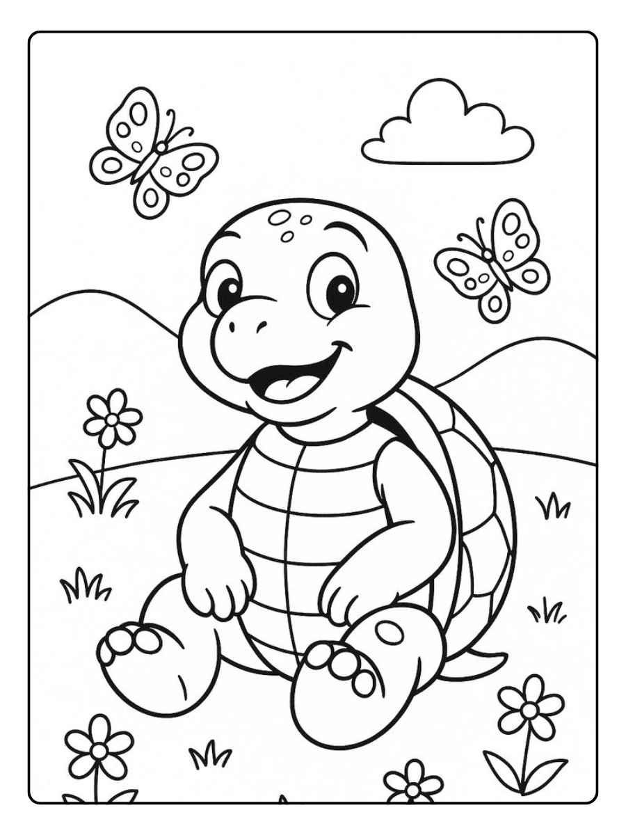 coloriage tortue kawaii