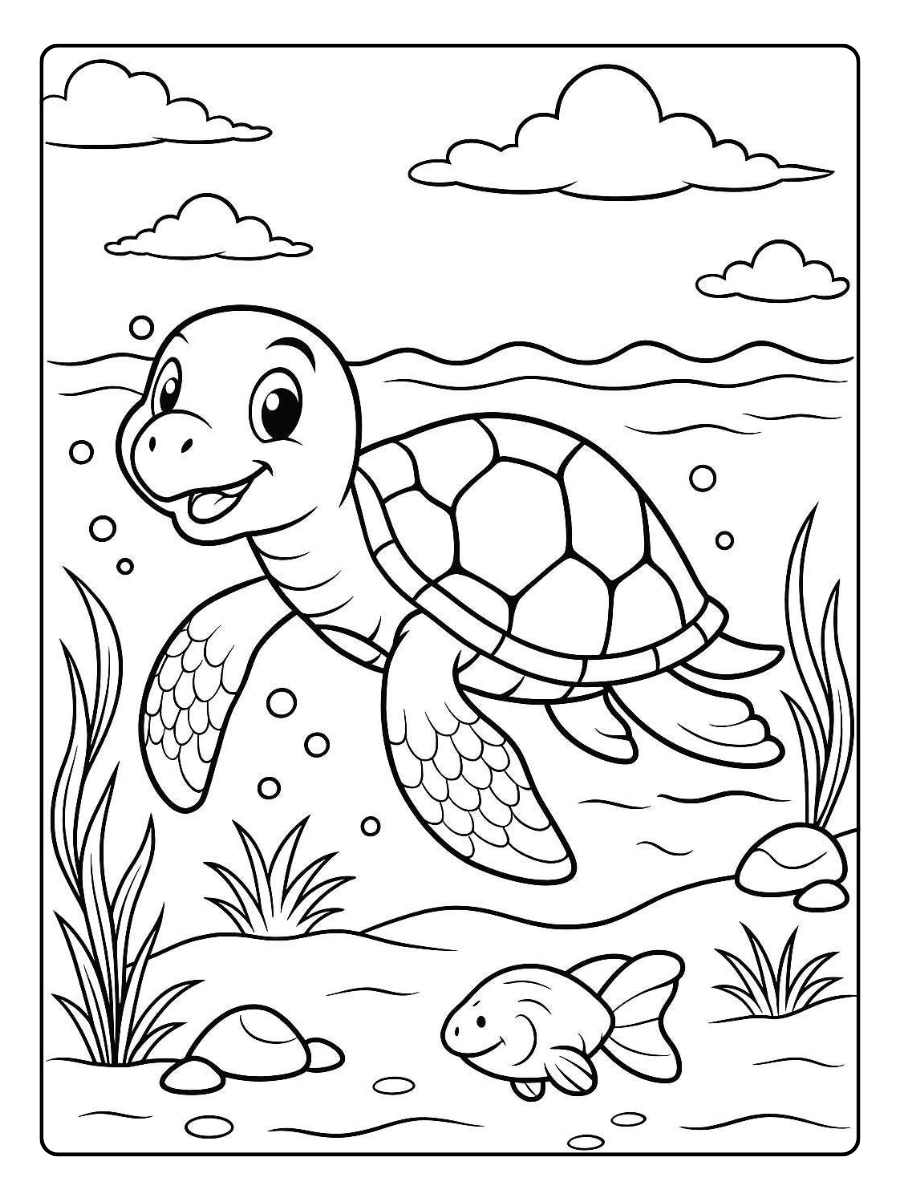 coloriage tortue marine