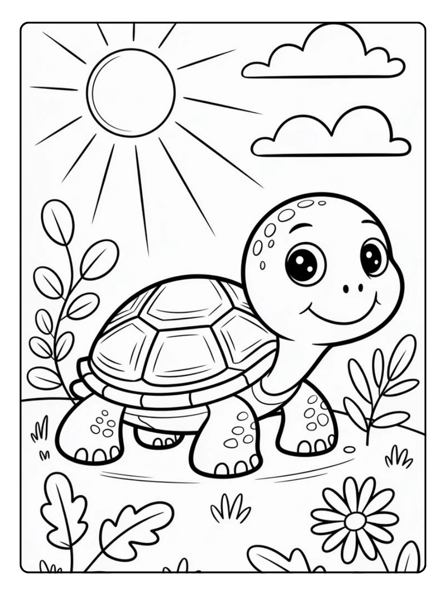 coloriage tortue mignonne