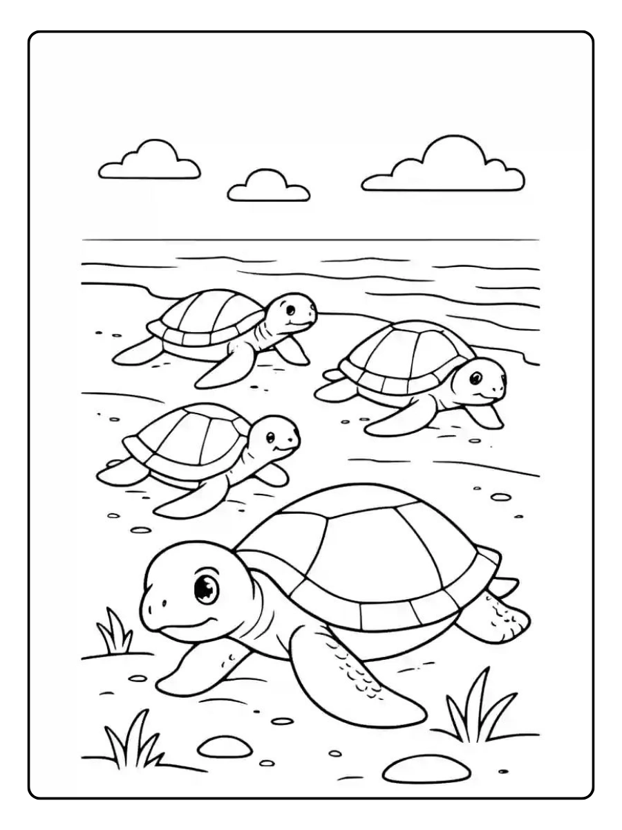 coloriage tortue nageant