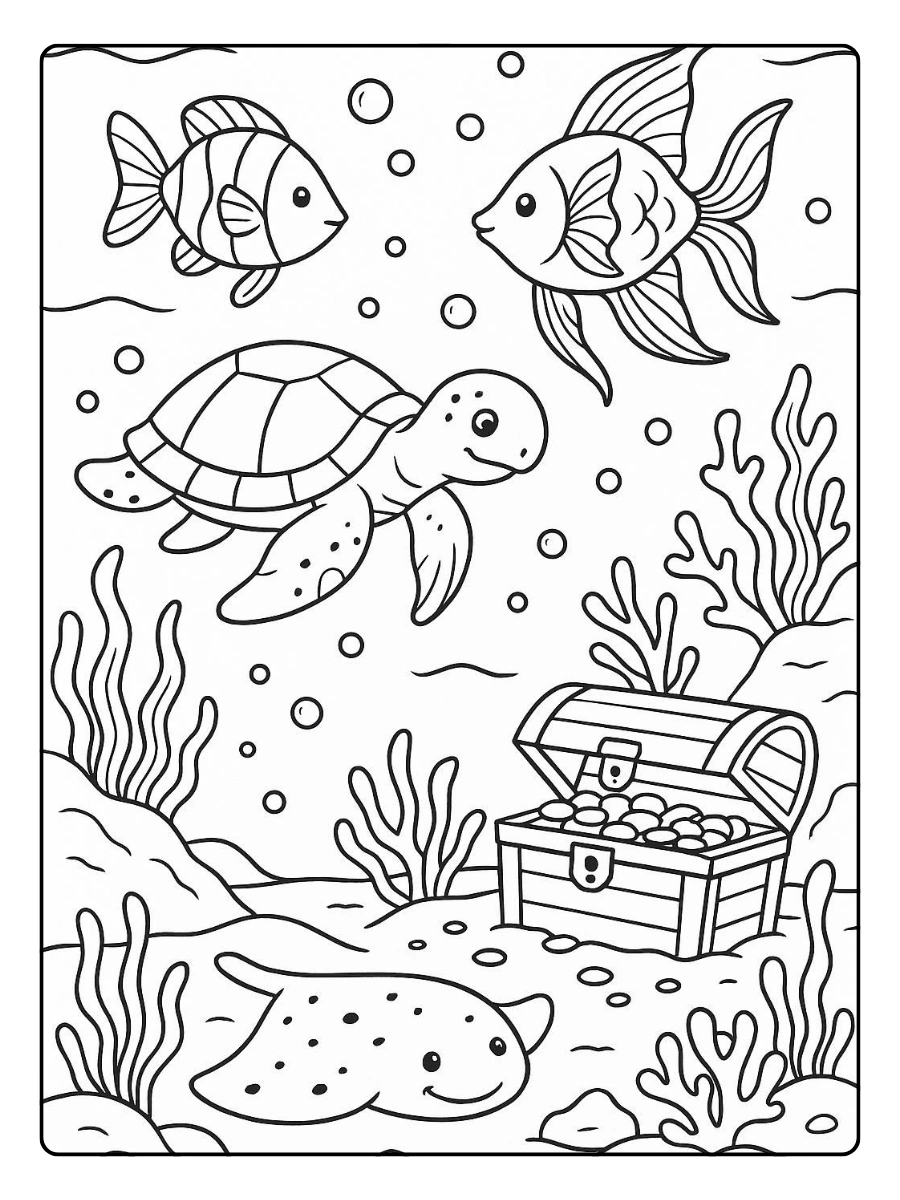 poisson coloriage océan