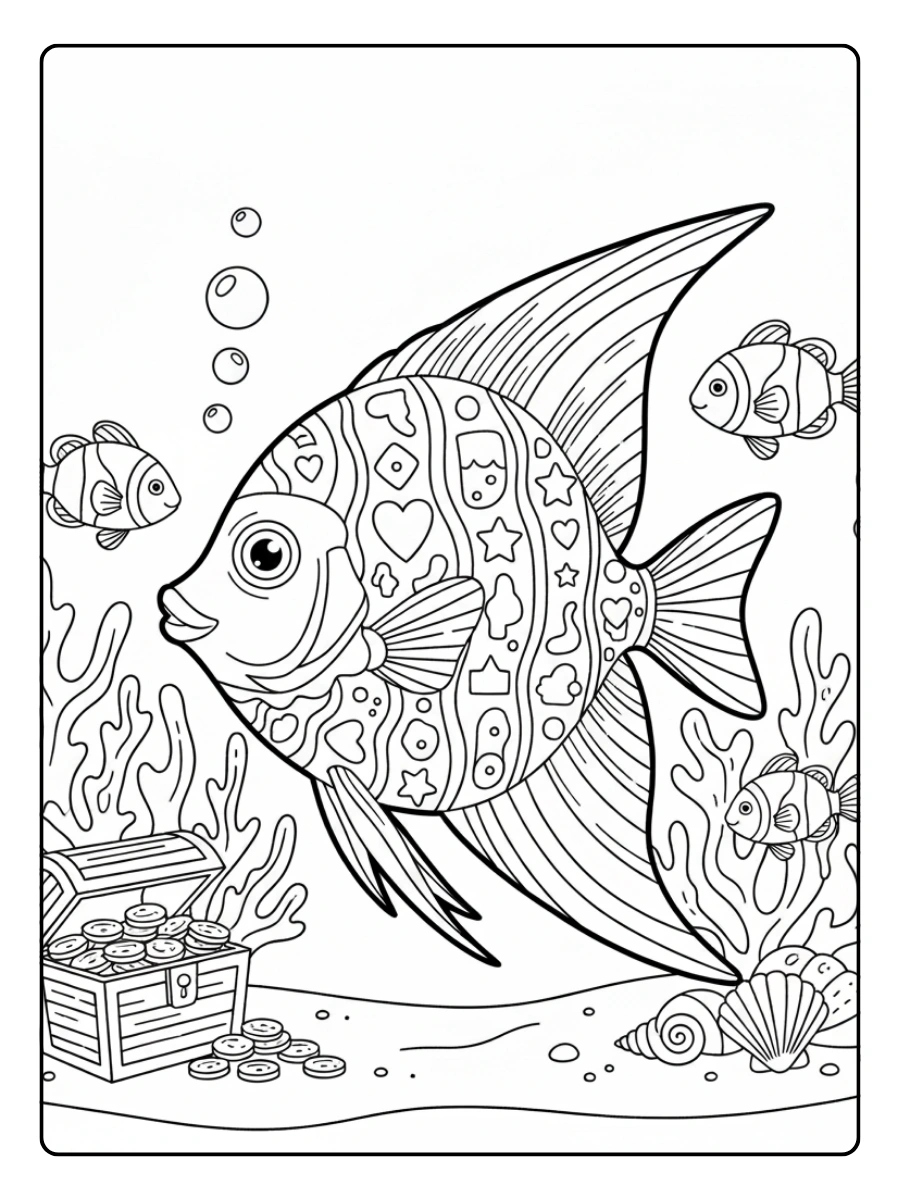 poisson coloriage tropical
