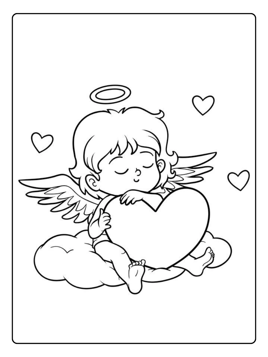 Ange amoureux Saint Valentin coloriage