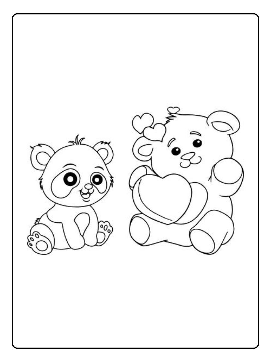 Animaux amour Valentine coloriage