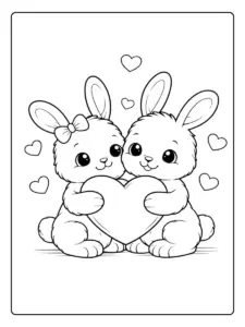 Animaux amoureux Saint Valentin coloriage