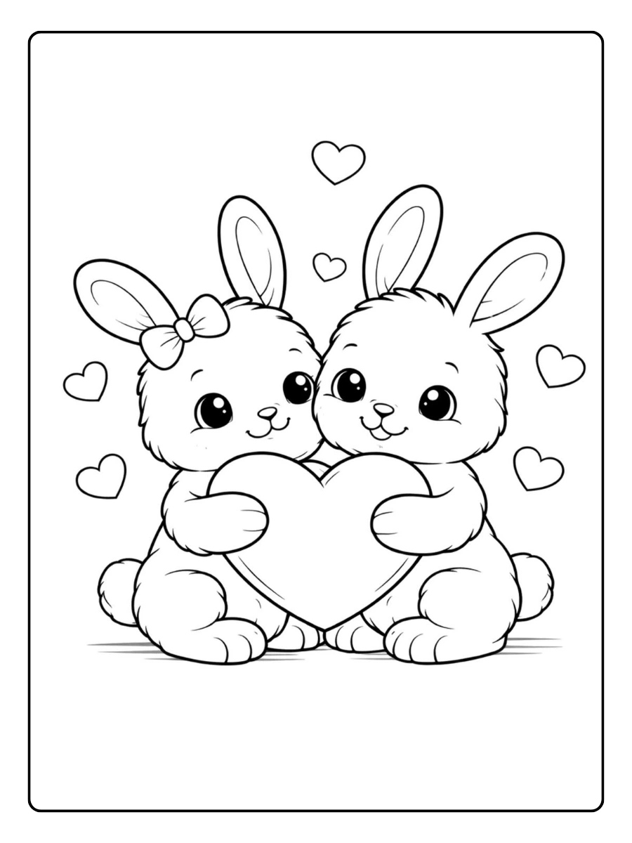 Animaux amoureux Saint Valentin coloriage