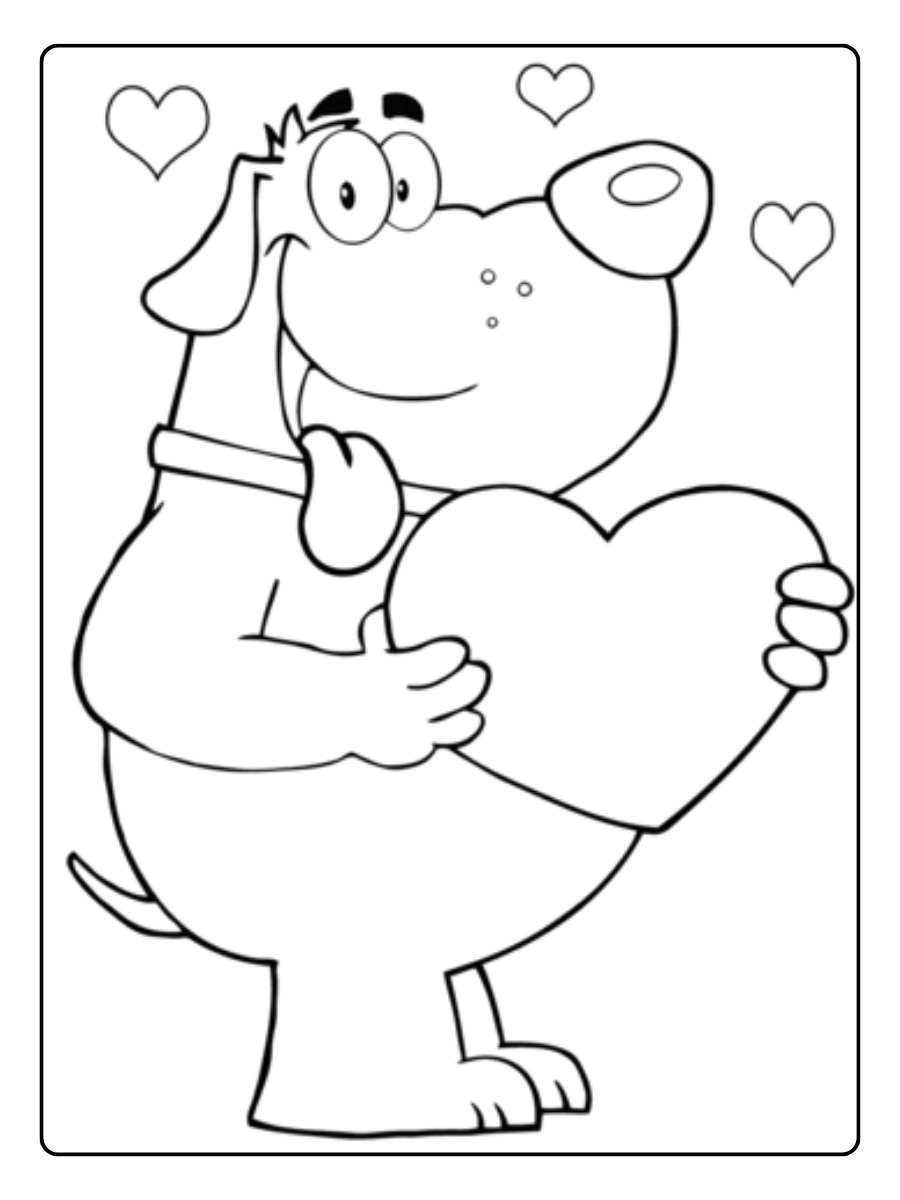 Animaux amoureux et cœurs coloriage