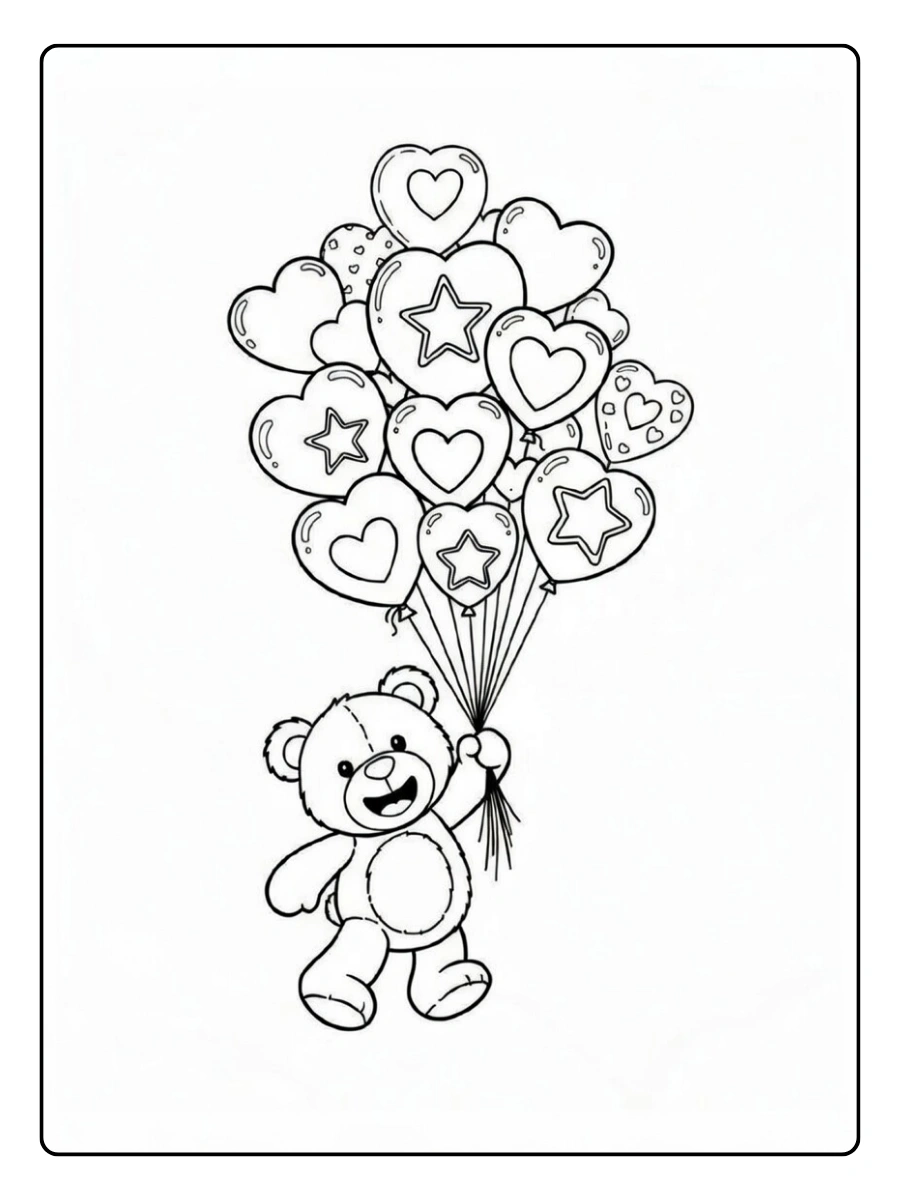 Animaux et cœurs amour coloriage