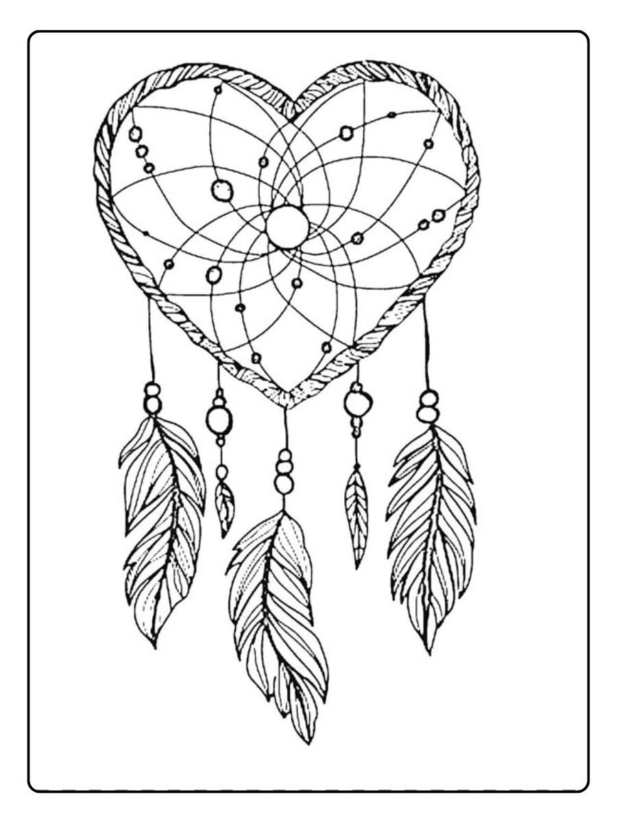 Attrape rêve cœur Saint Valentin coloriage