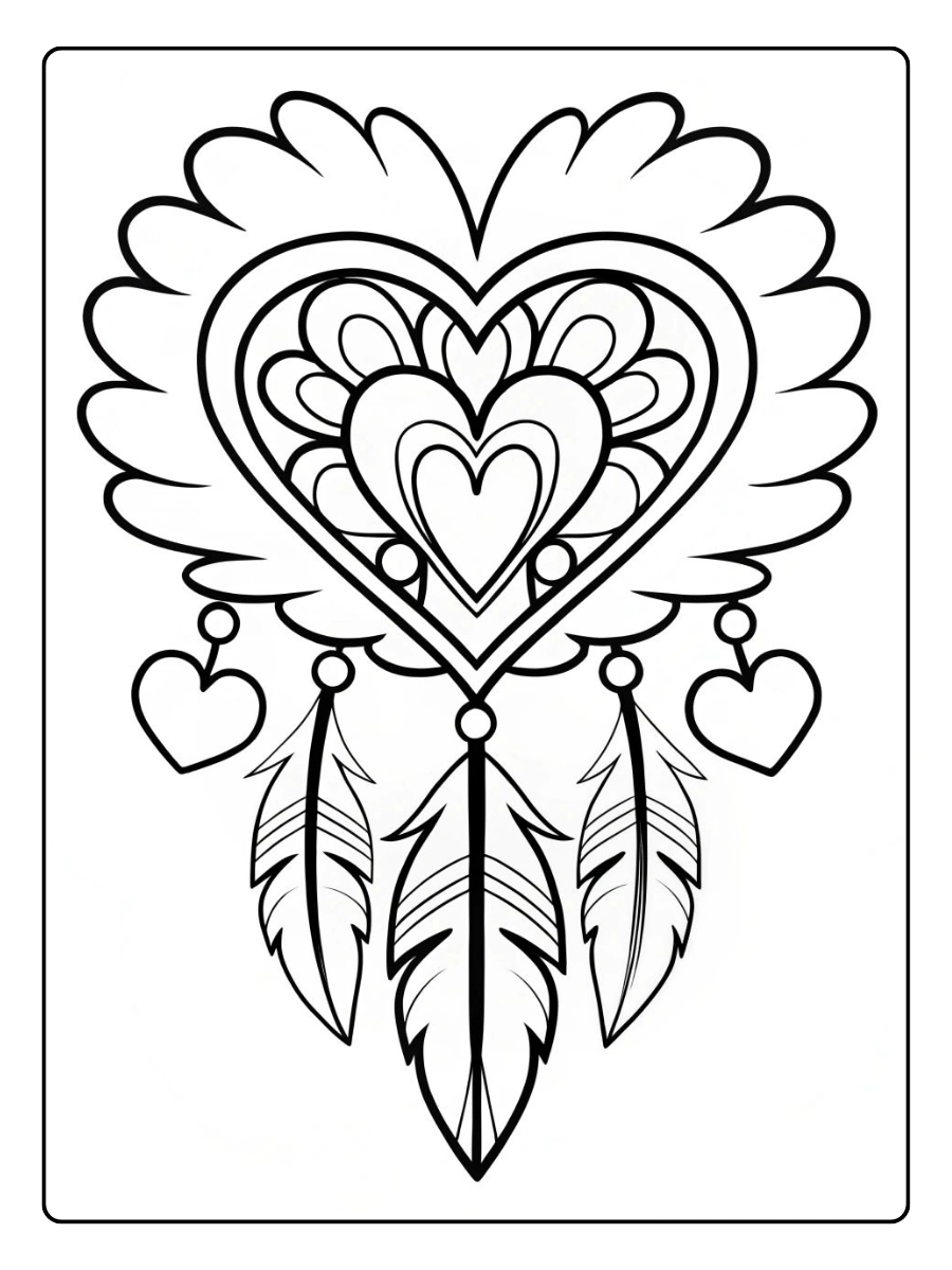 Attrape rêve romantique amour coloriage