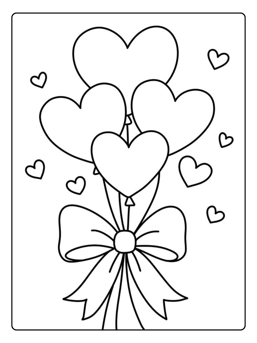 Ballon en forme de cœur Valentine coloriage