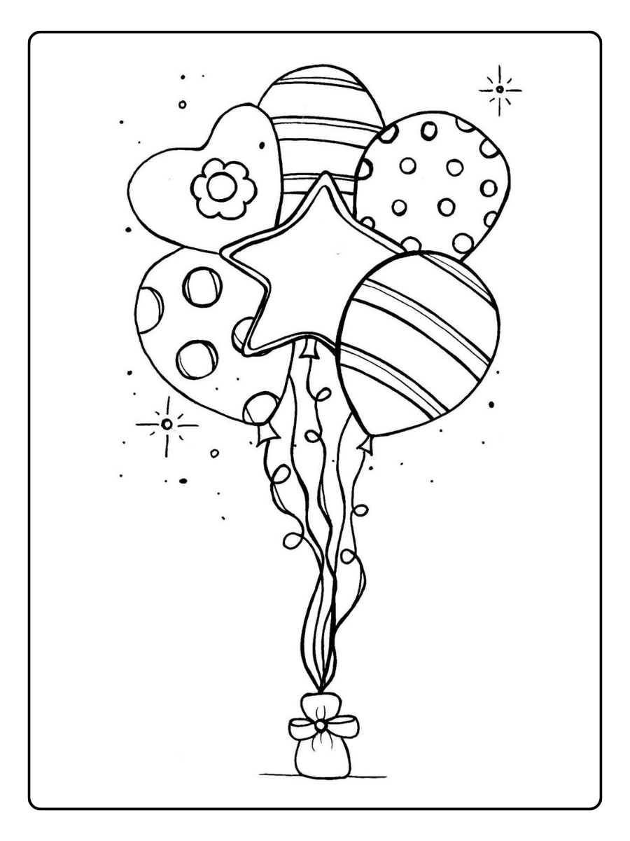 Ballons Valentine dessin à colorier