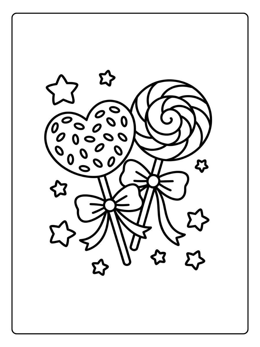 Bonbons romantiques amour coloriage