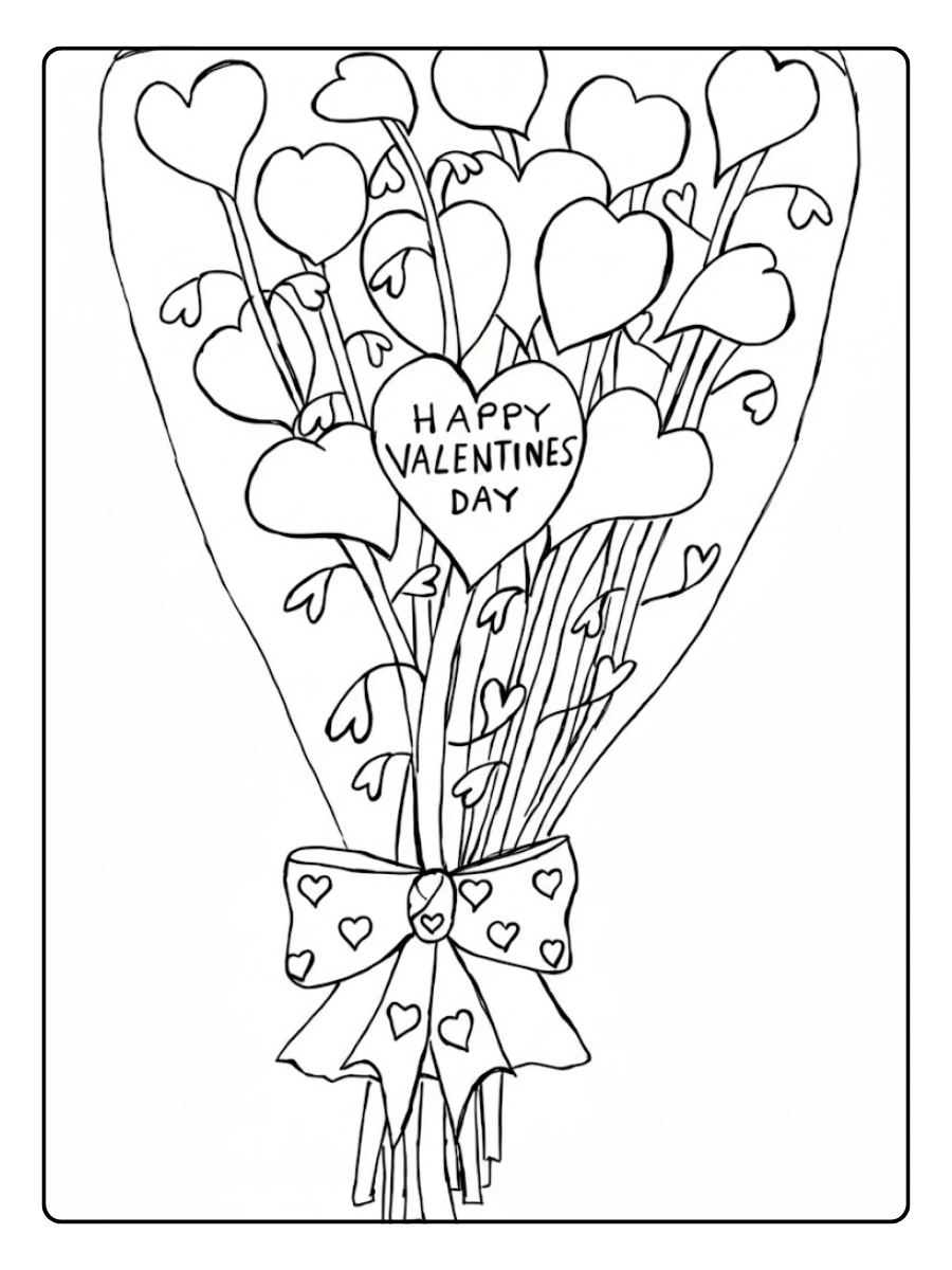 Bouquet de fleurs Valentine dessin à colorier