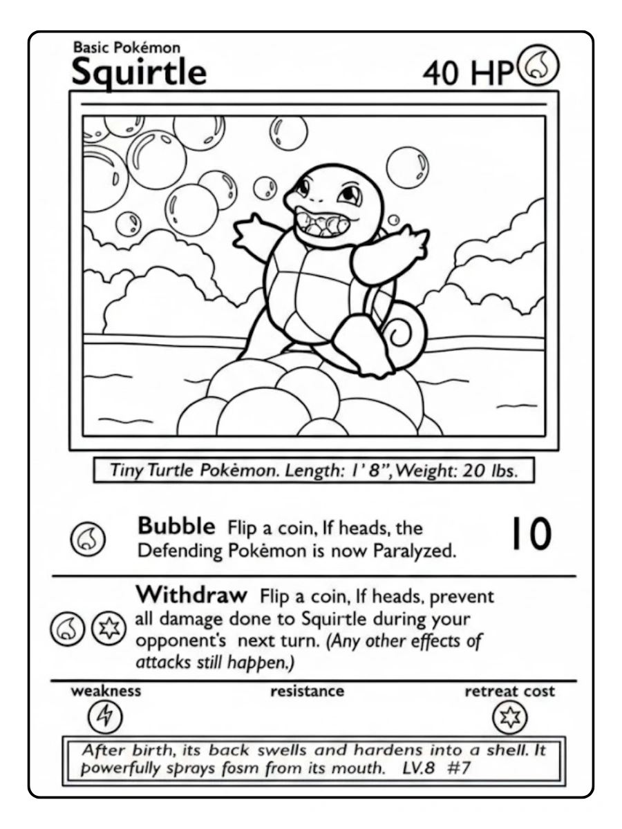 Carte Pokémon cartoon coloriage