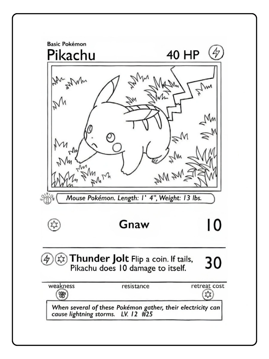 Carte Pokémon style TCG coloriage