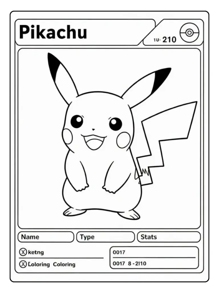 Carte Pokémon vierge à colorier