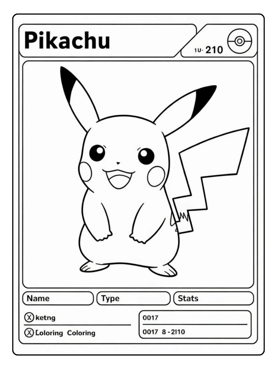 Carte Pokémon vierge à colorier