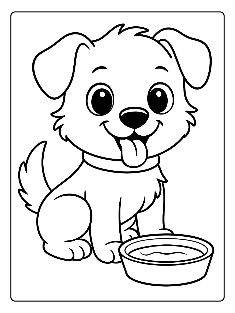 Chien assis dessin à colorier