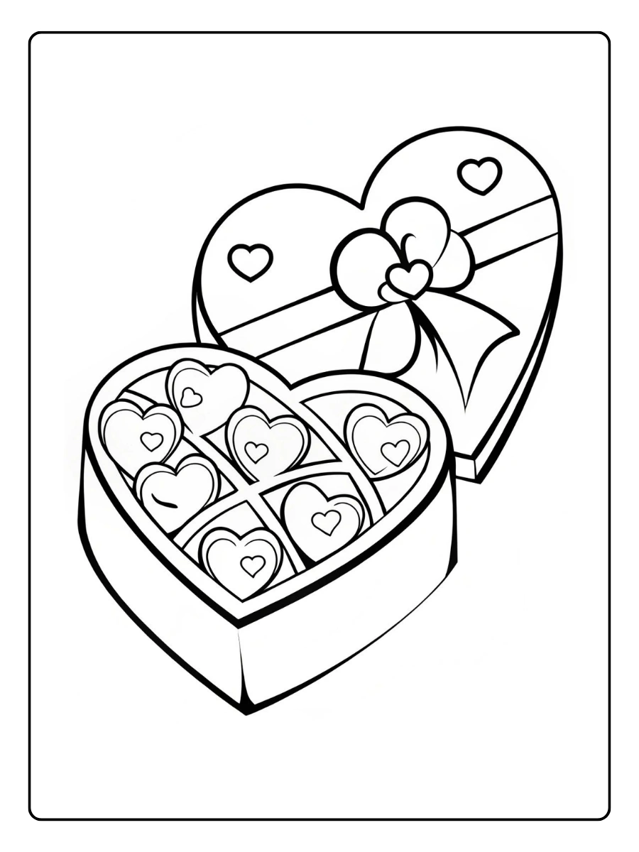 Chocolat amour Saint Valentin coloriage