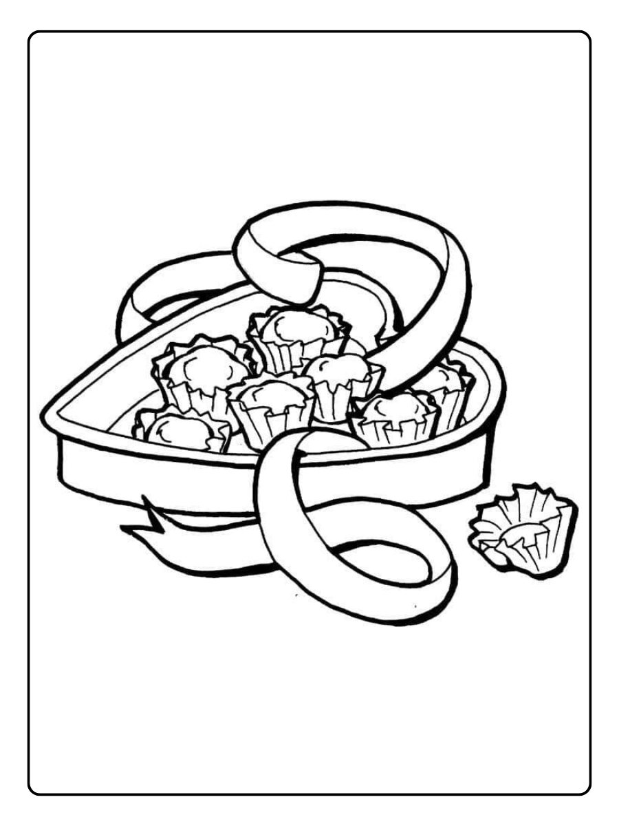 Chocolat amour et cœurs coloriage