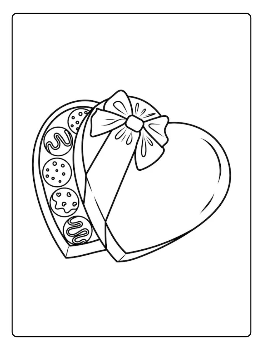 Chocolat et cœur amour coloriage