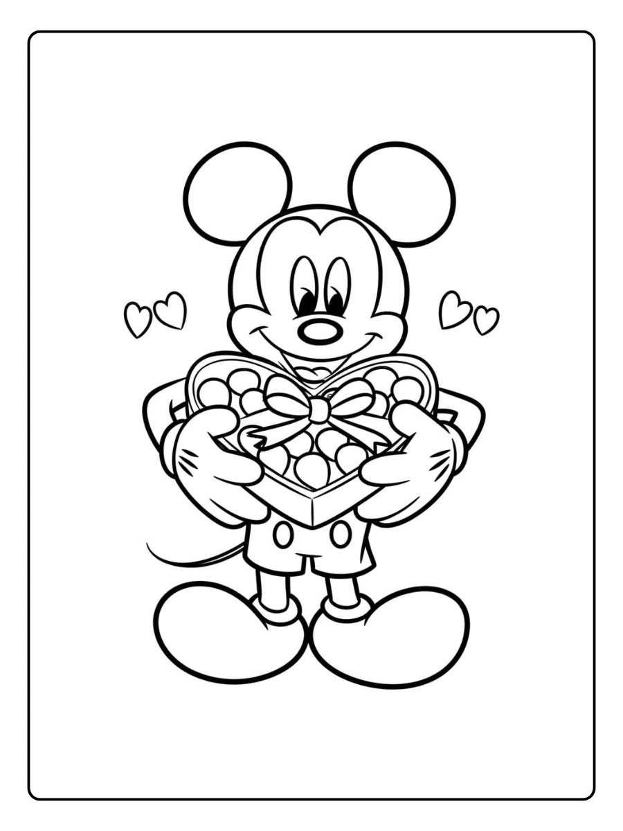 Coeur Saint Valentin Mickey dessin à colorier