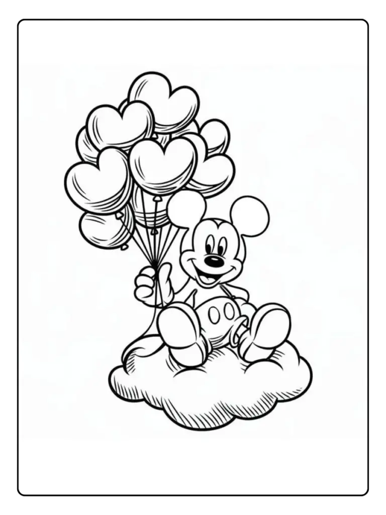 Coeur amour Disney Mickey coloriage enfant