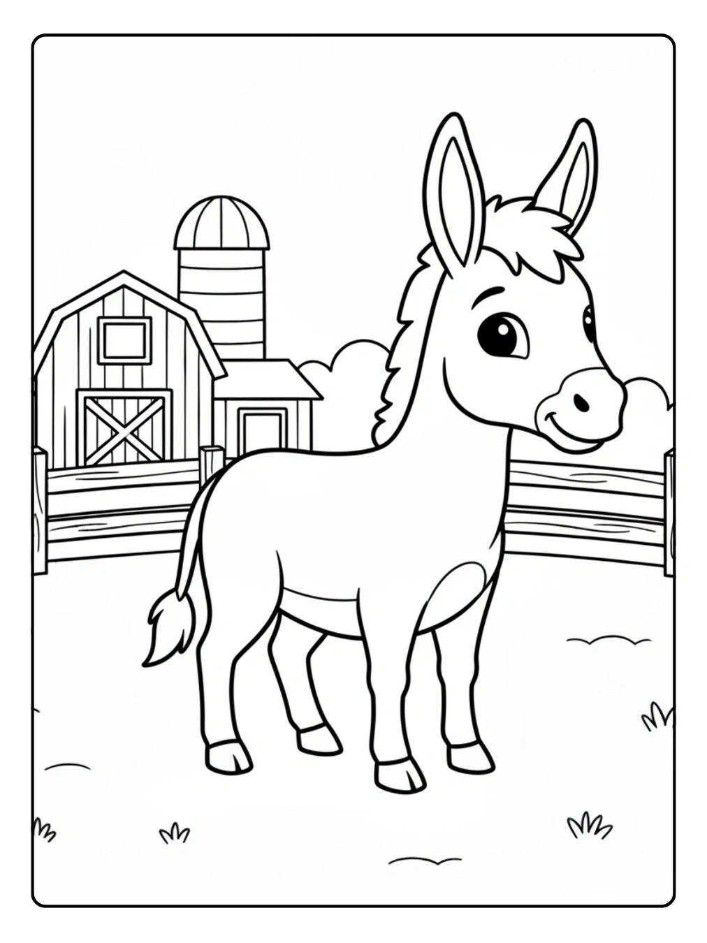 Coloriage Animaux de la Ferme Âne