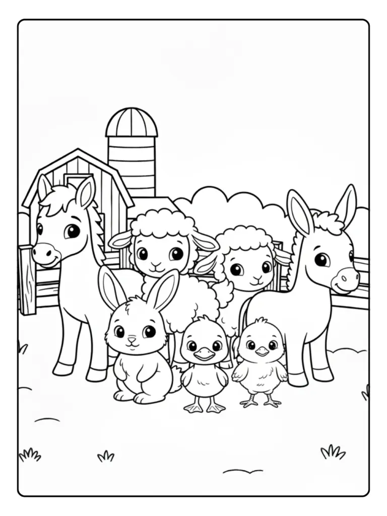 Coloriage Animaux de la Ferme Bébé