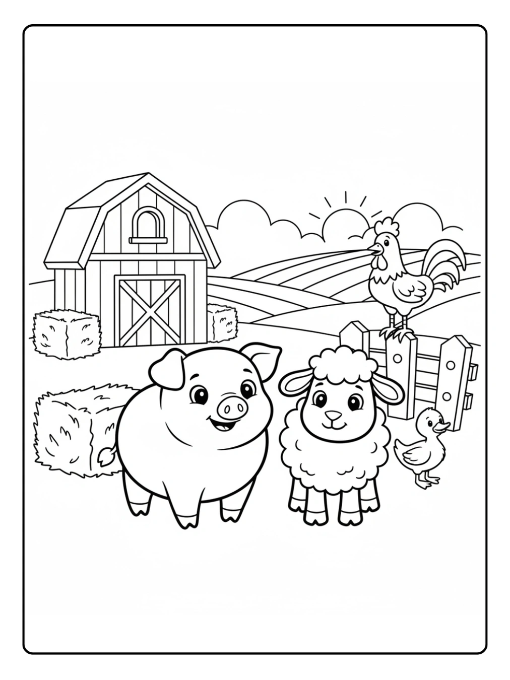 Coloriage Animaux de la Ferme Cartoon