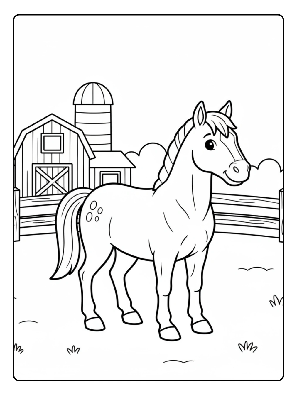 Coloriage Animaux de la Ferme Cheval