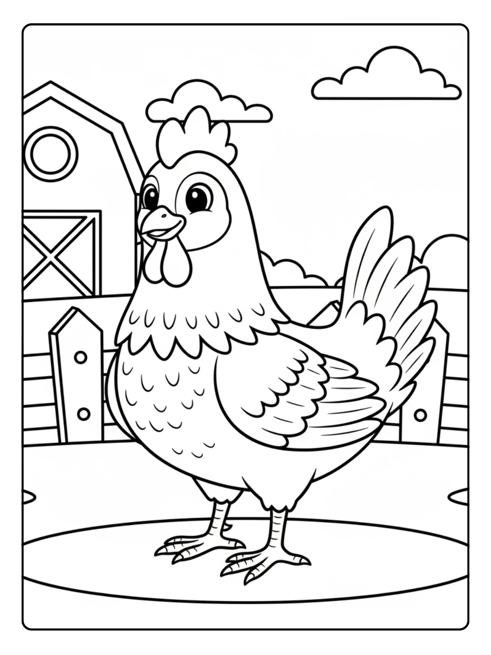 Coloriage Animaux de la Ferme Poule