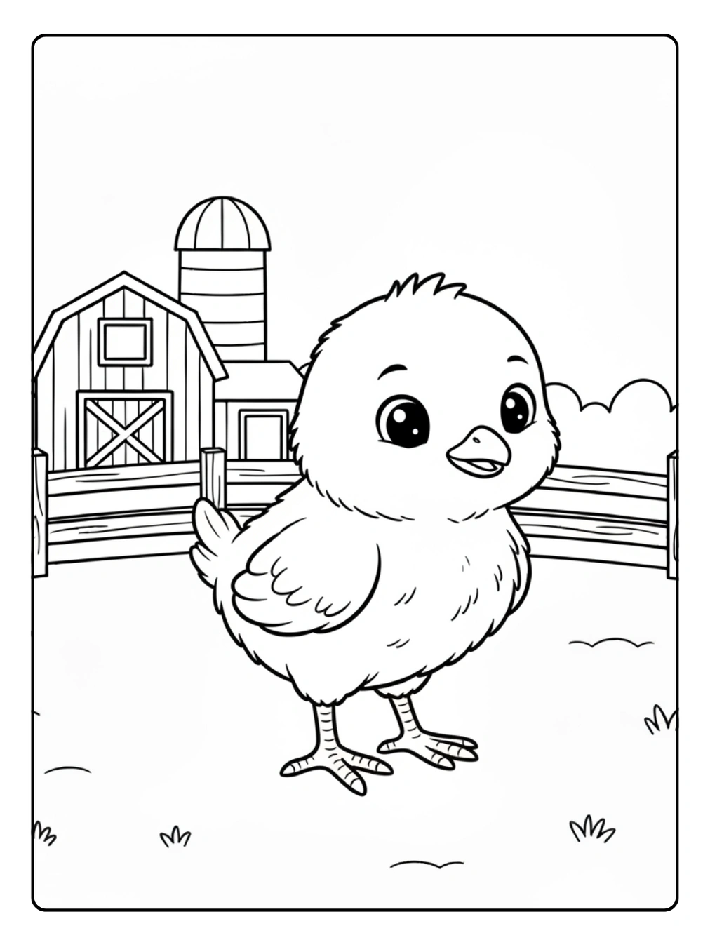 Coloriage Animaux de la Ferme Poussin