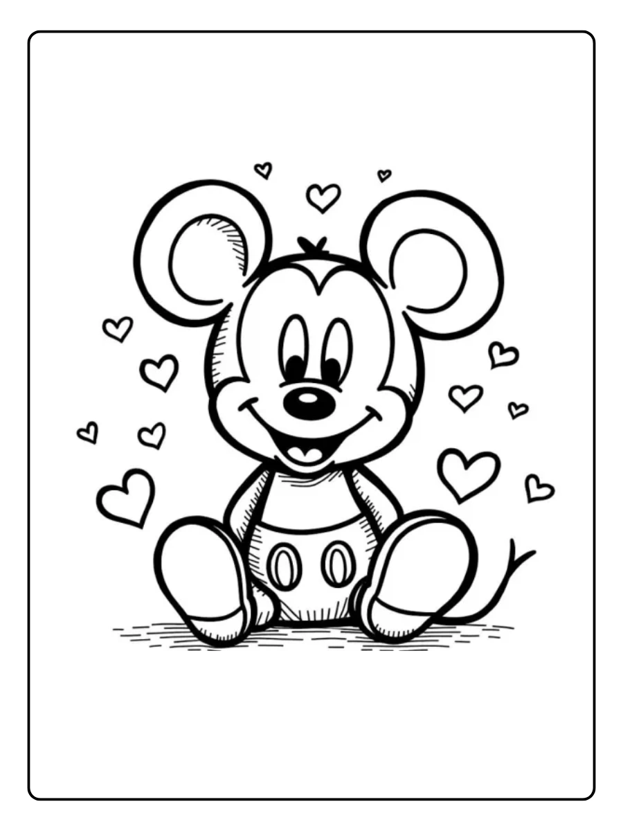 Coloriage Disney Mickey coeur amour