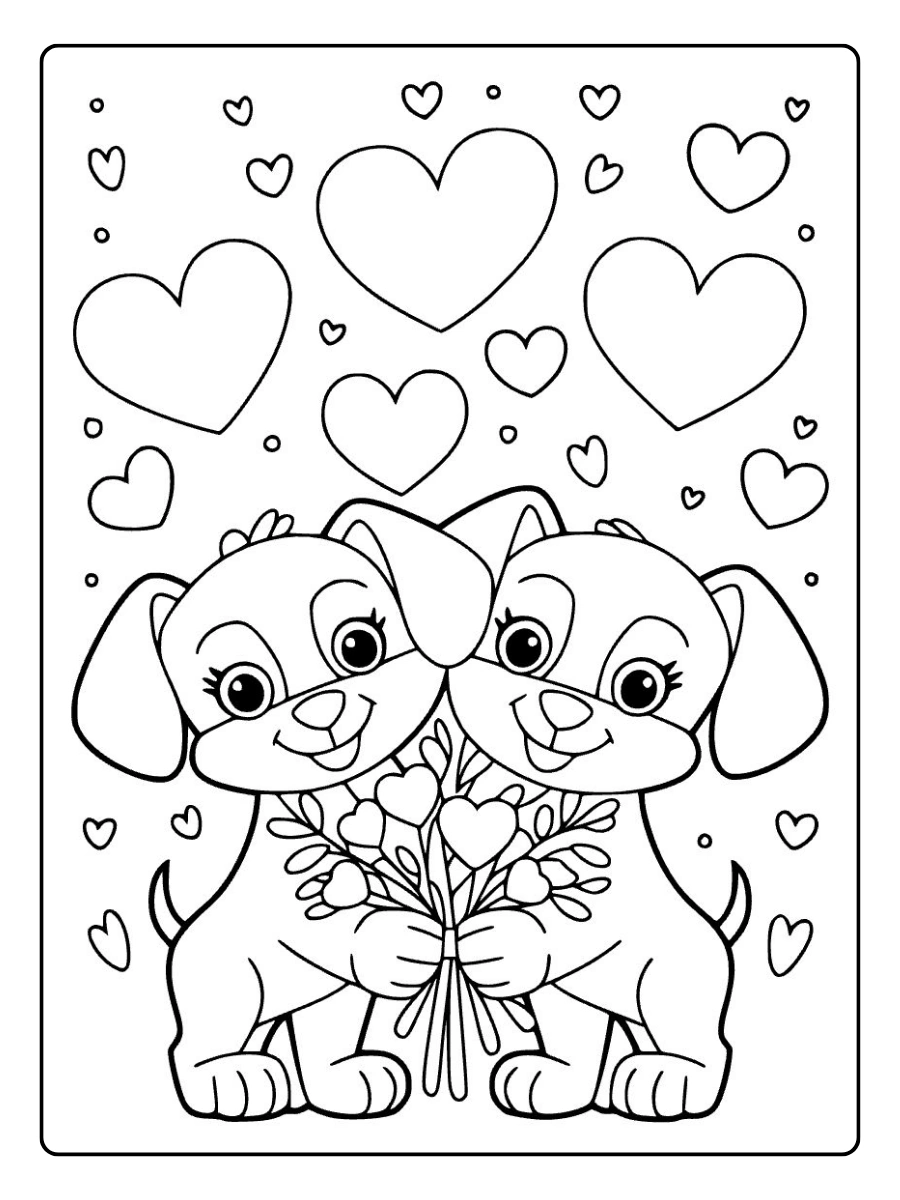 Coloriage Disney avec cœurs