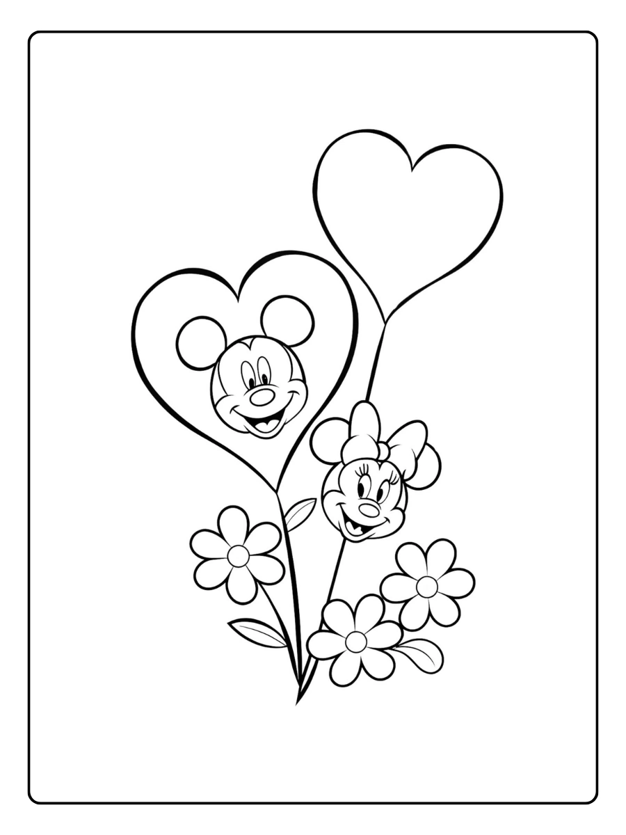 Coloriage Disney mignon Saint Valentin