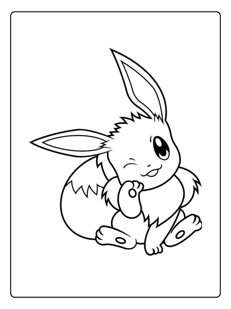 Coloriage Évoli noir et blanc