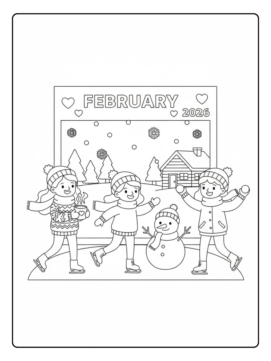 Coloriage Février Amis