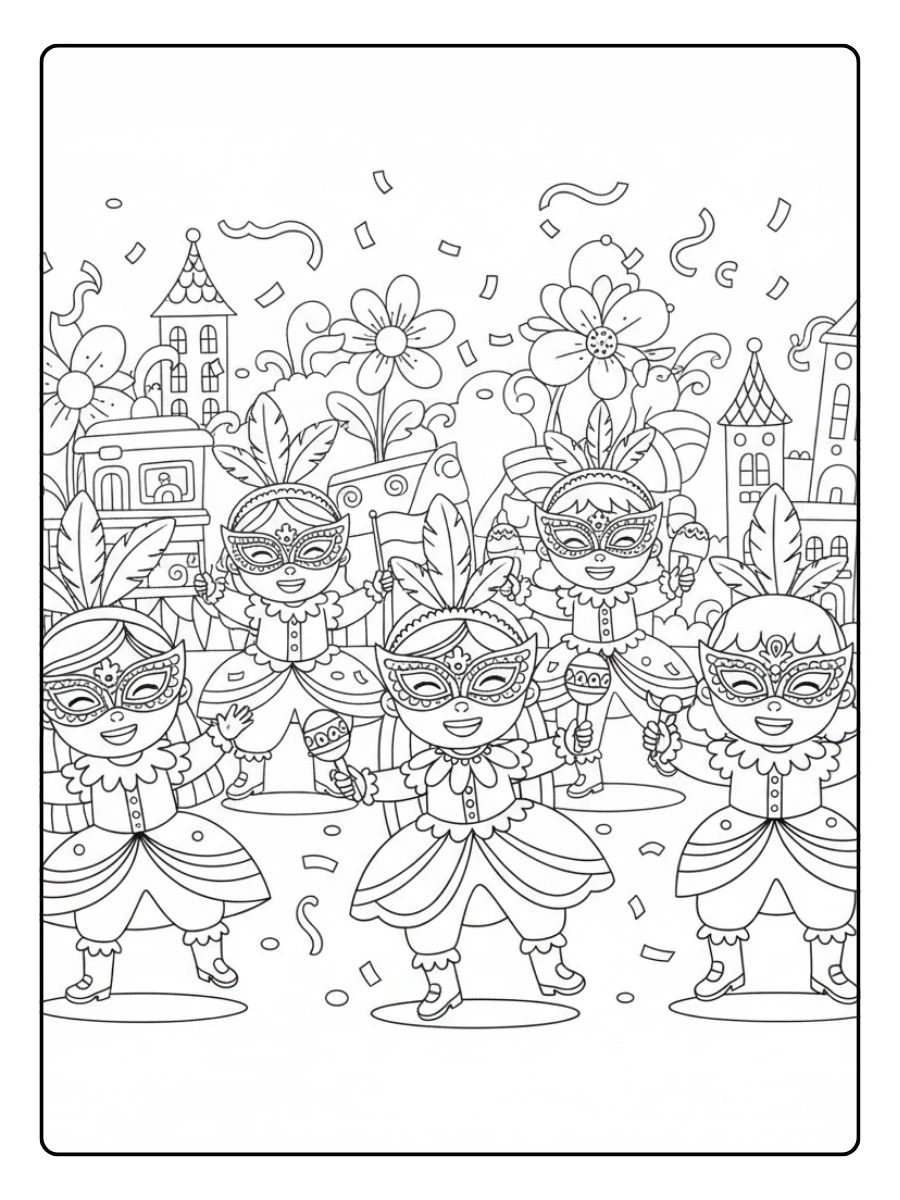 Coloriage Février Carnaval